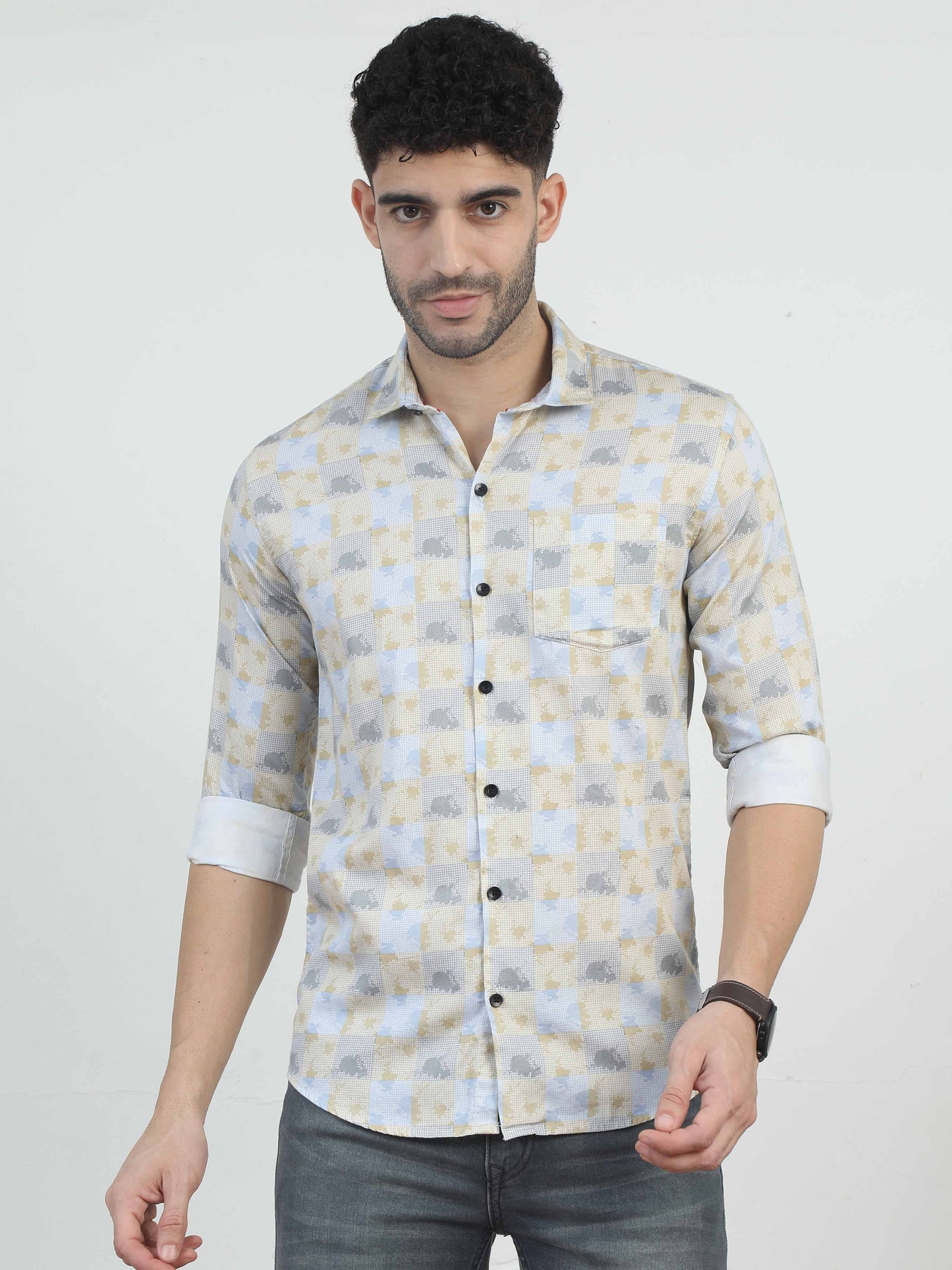 Grey pastel color shirt for men