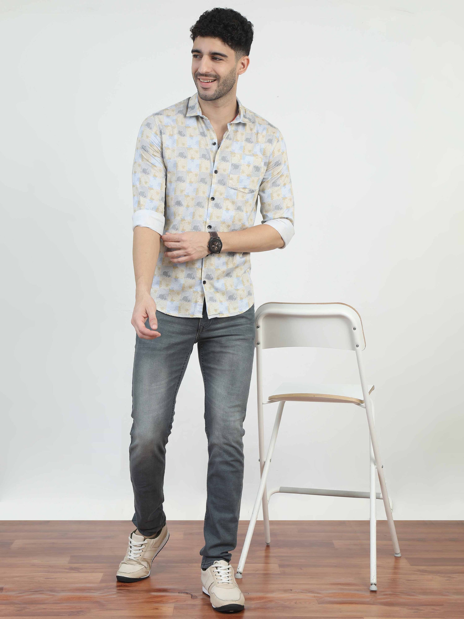 Grey pastel color shirt for men