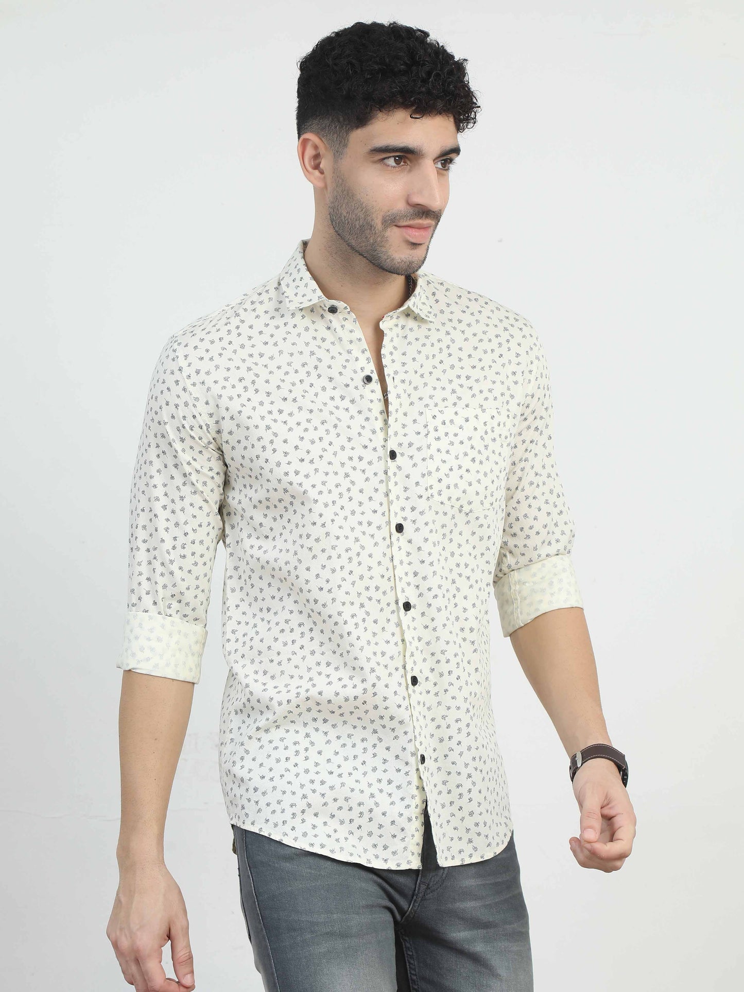 Smoky White abstract art shirt for men