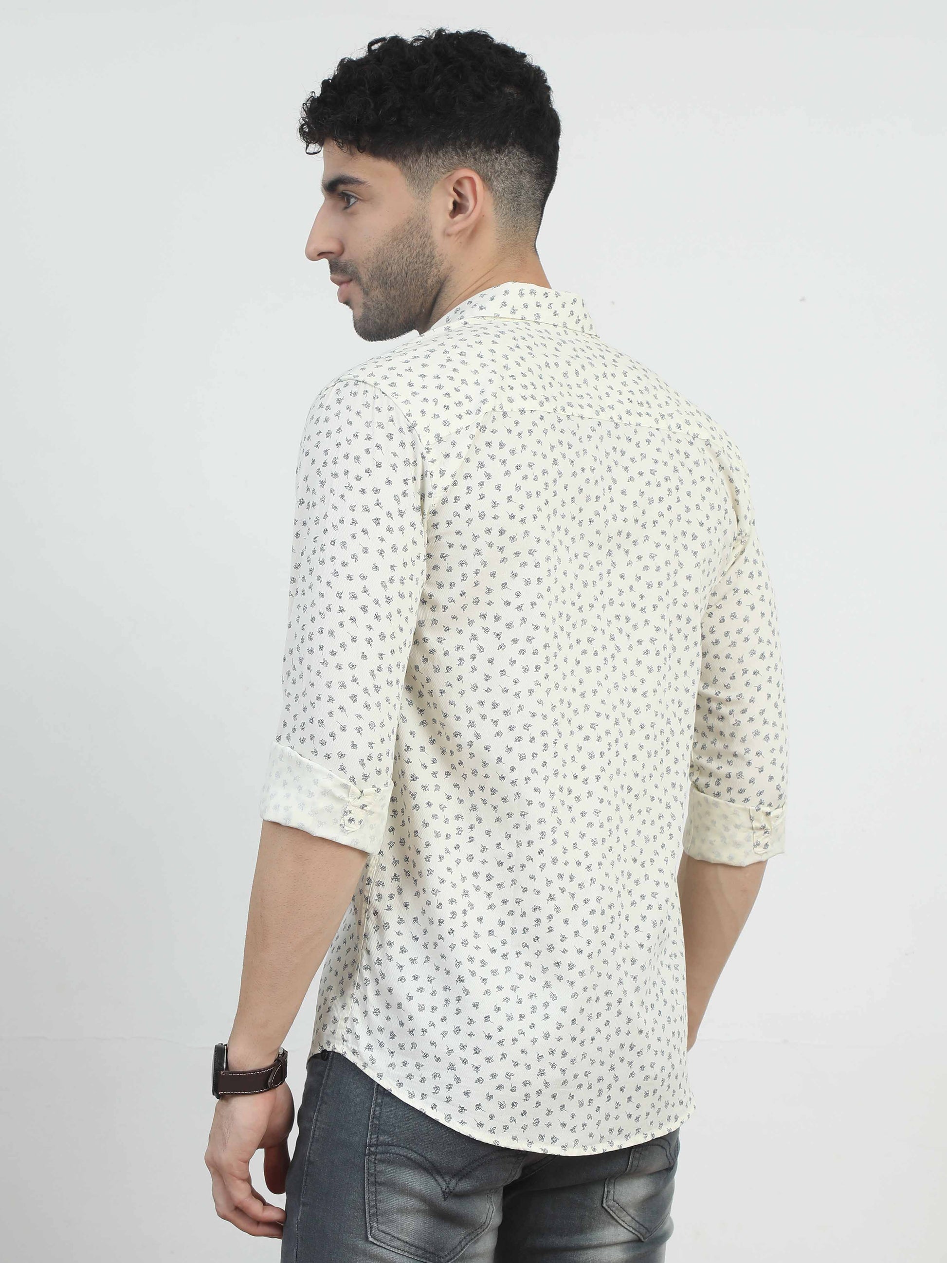 Smoky White abstract art shirt for men