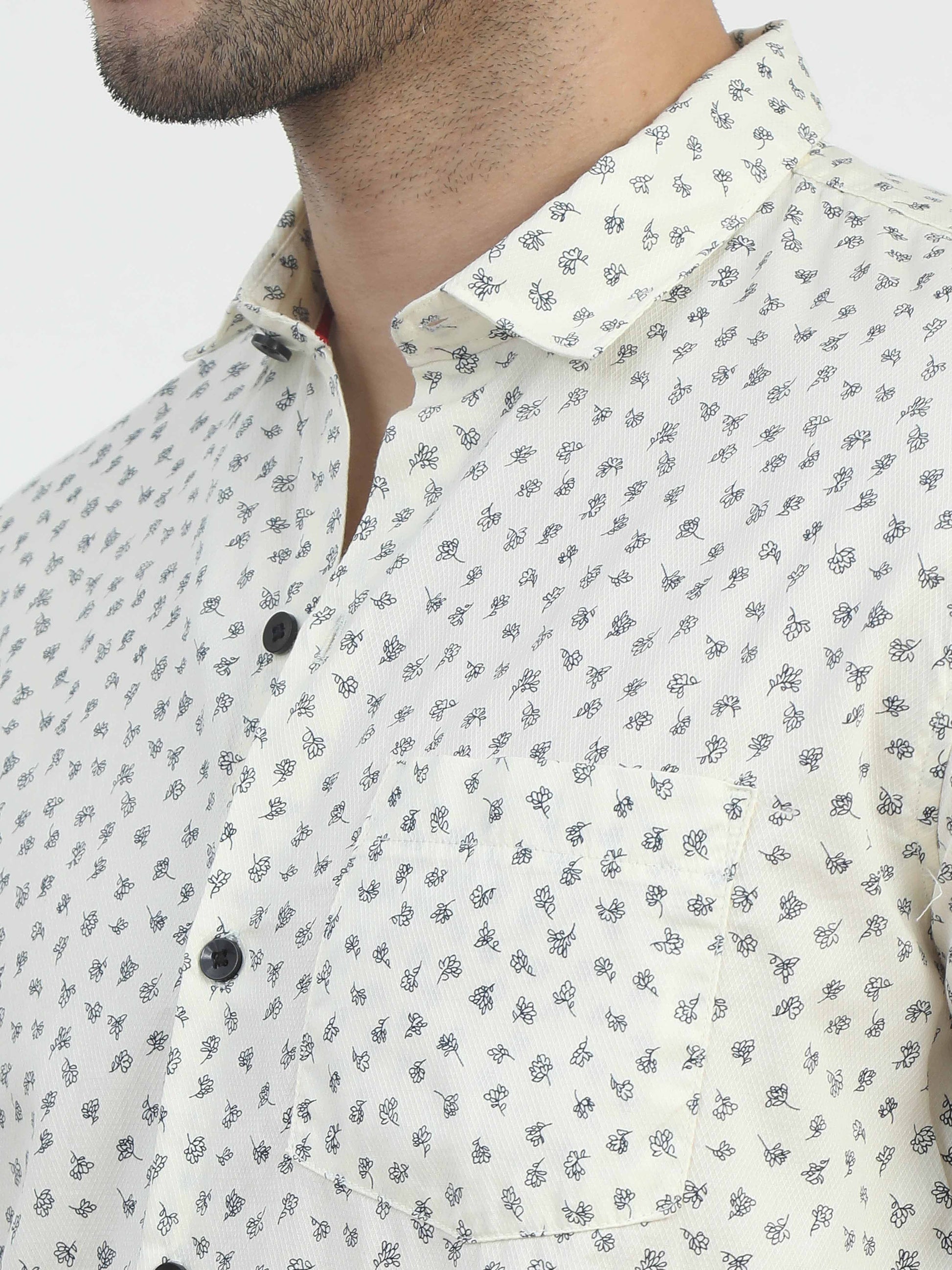 Smoky White abstract art shirt for men