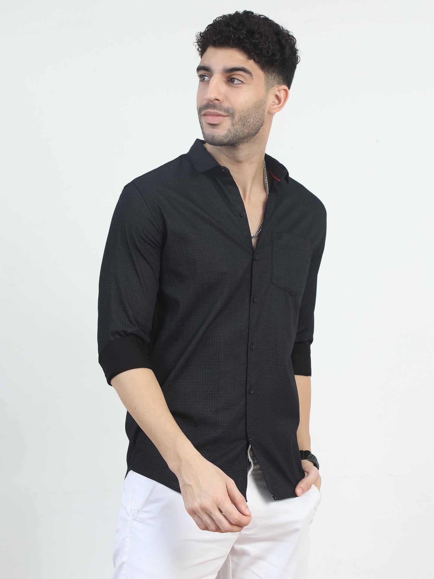 Rectangle Printed Black Floral Shirt for men