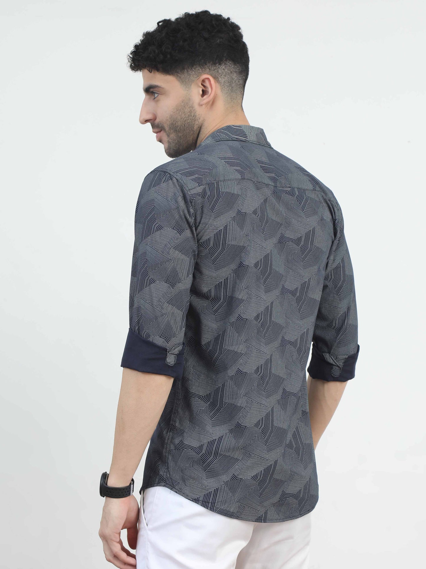 Abstract grey printed shirt for men