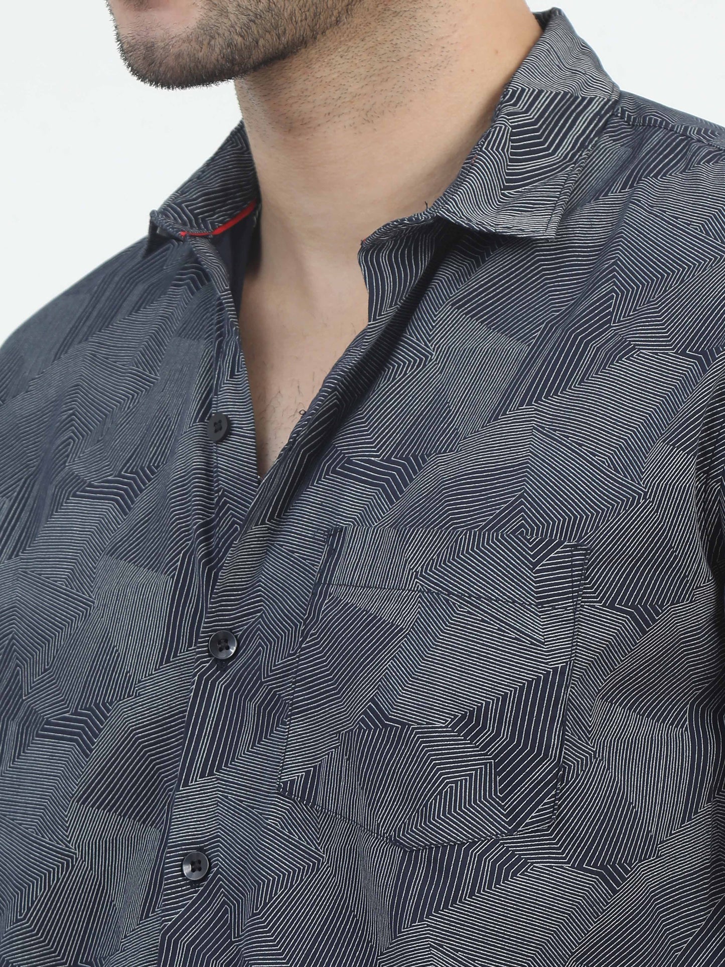 Abstract grey printed shirt for men