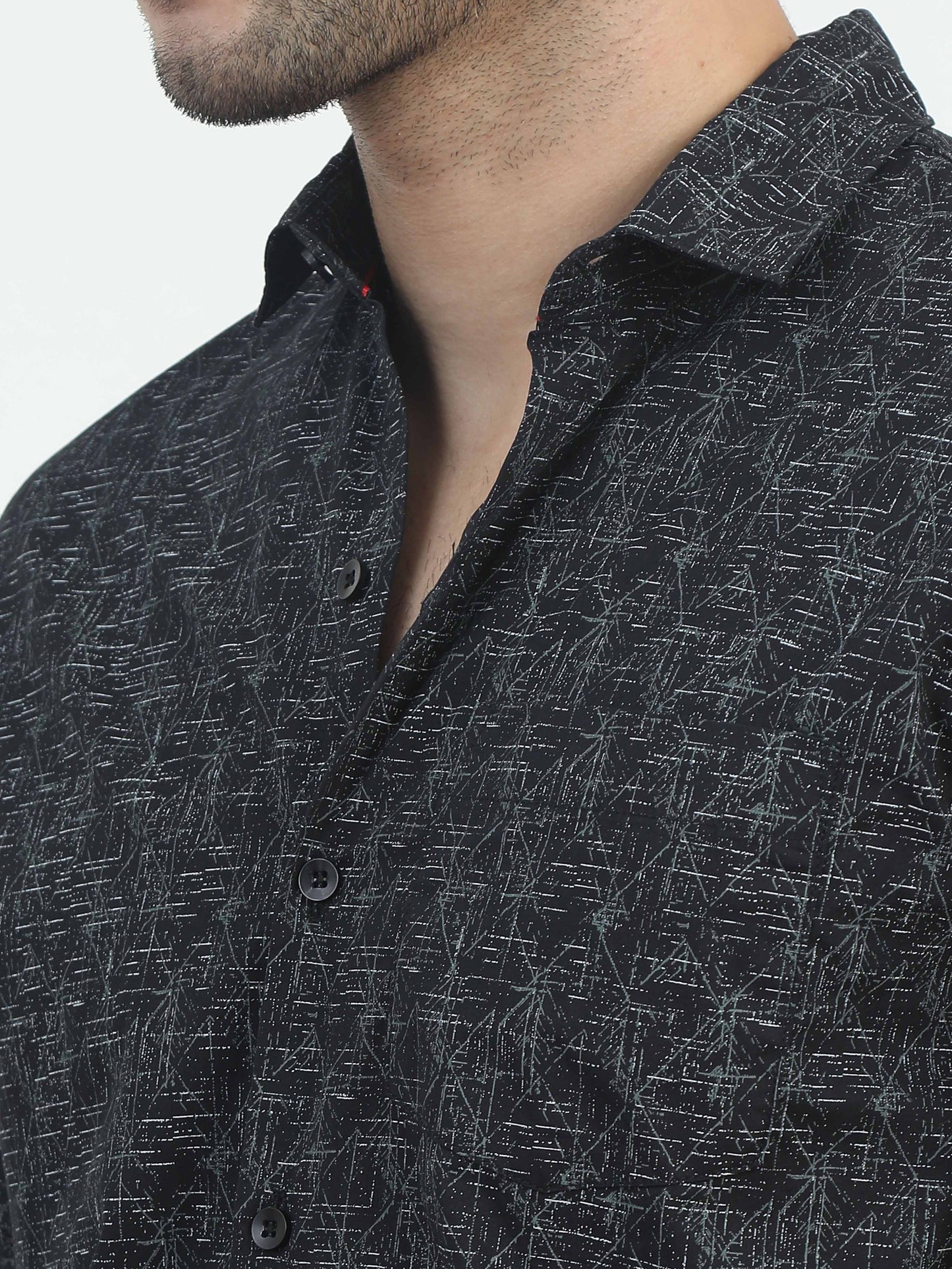 Asymmetric printed Black Shirt for men