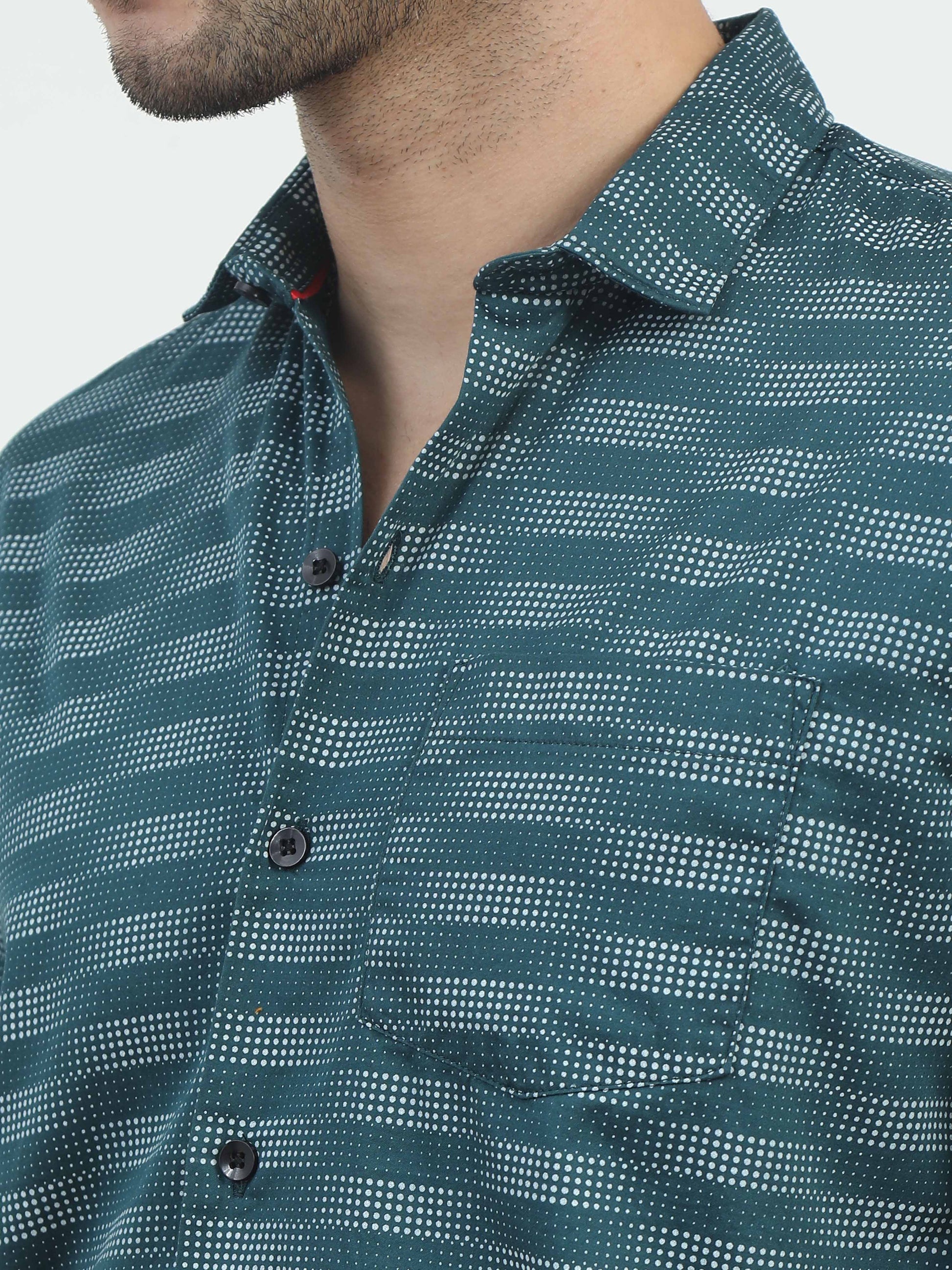 Teal Stripes cotton printed shirts for men