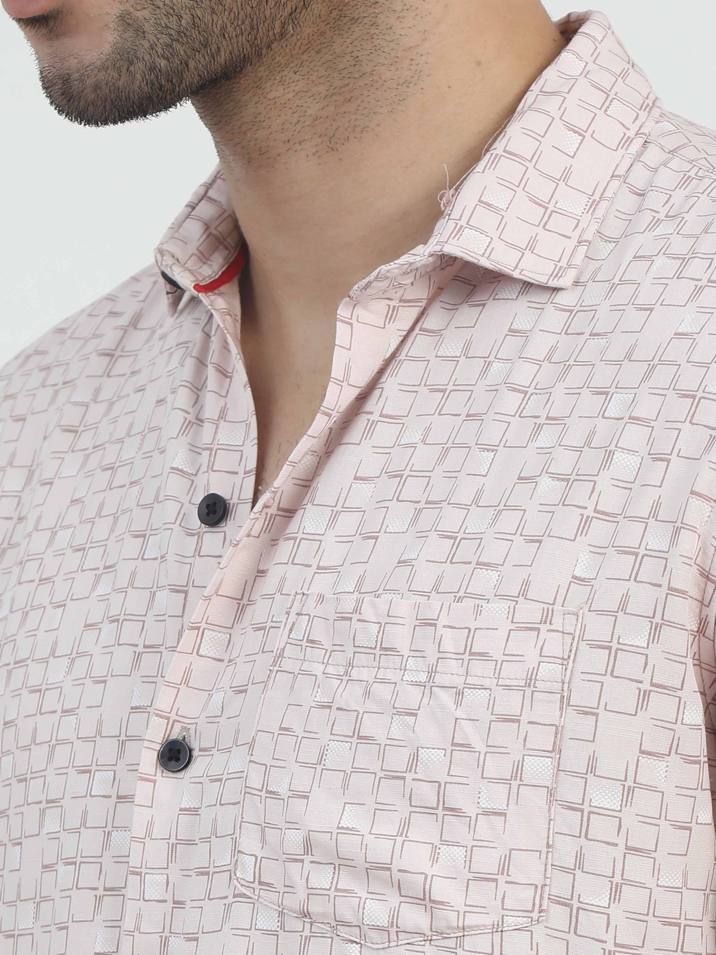  Box Bubble pink printed shirt for men