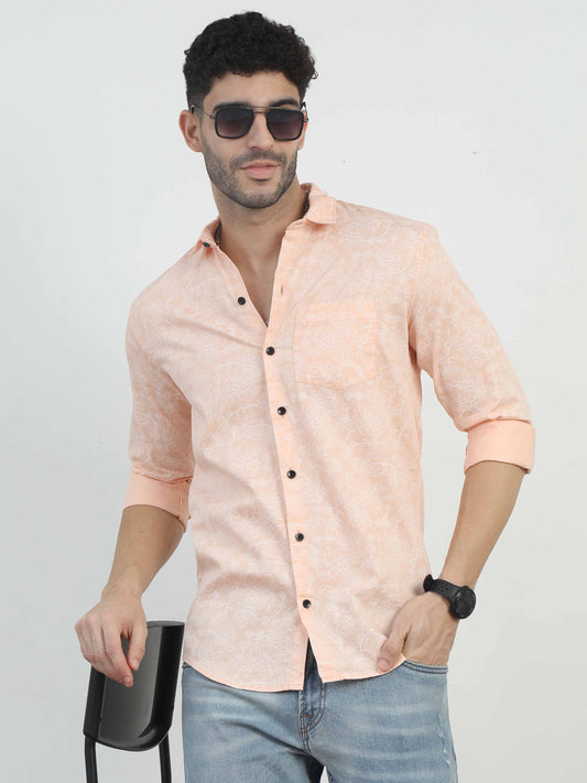 Floral Printed Light peach color shirt for men