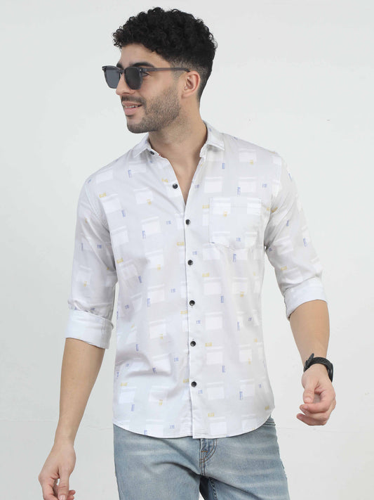 Pale Grey printed shirts design for men