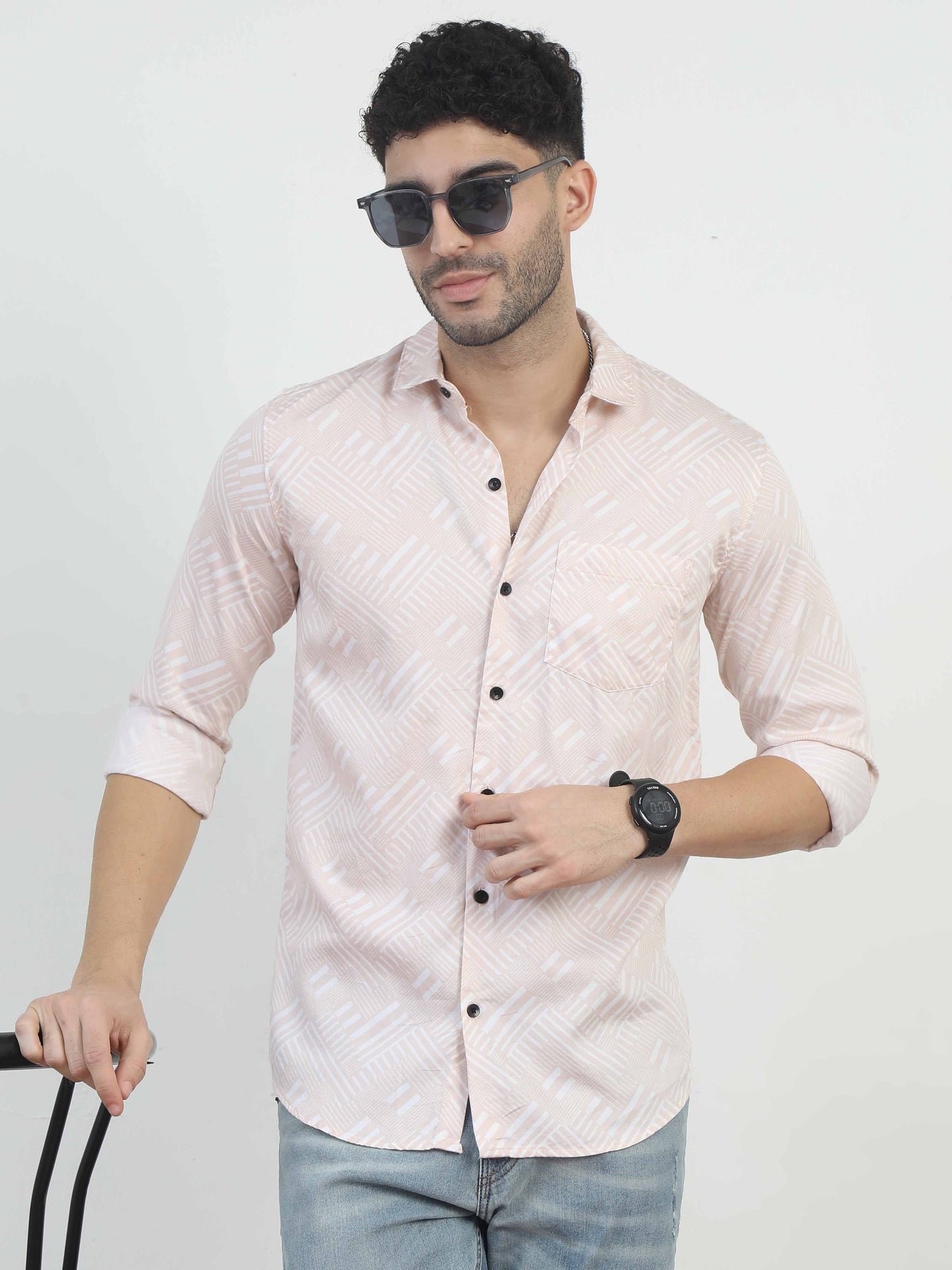 pink printed shirt for men