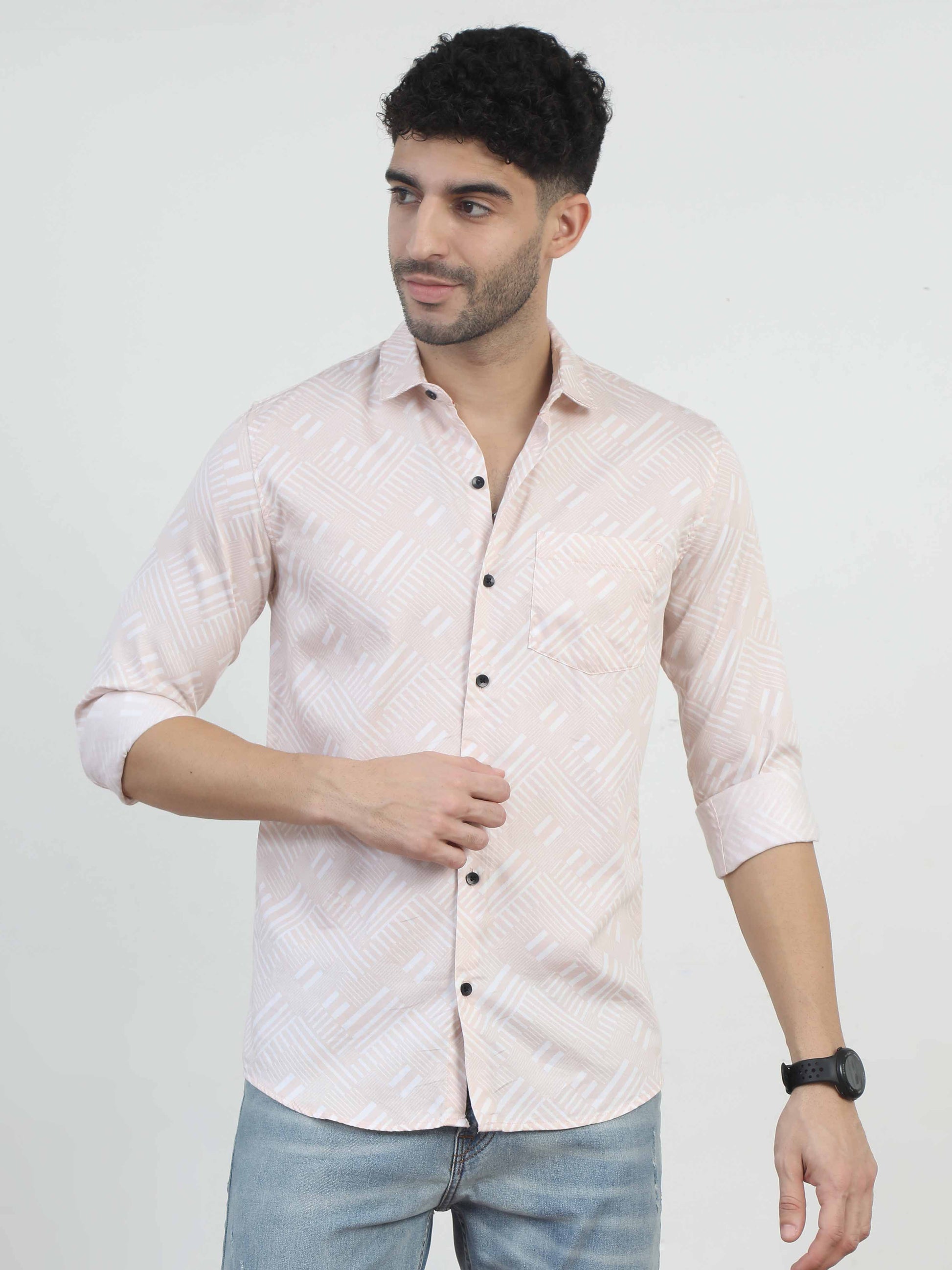 pink printed shirt for men