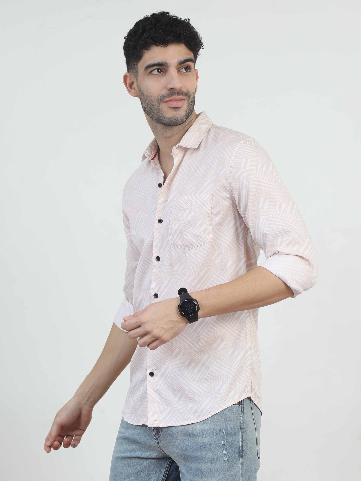 pink printed shirt for men