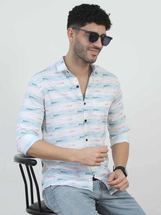 Light  Blue Striped Shirt for men