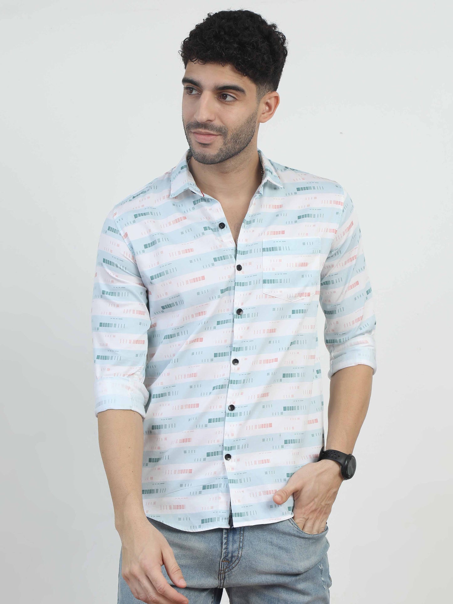 Light  Blue Striped Shirt for men