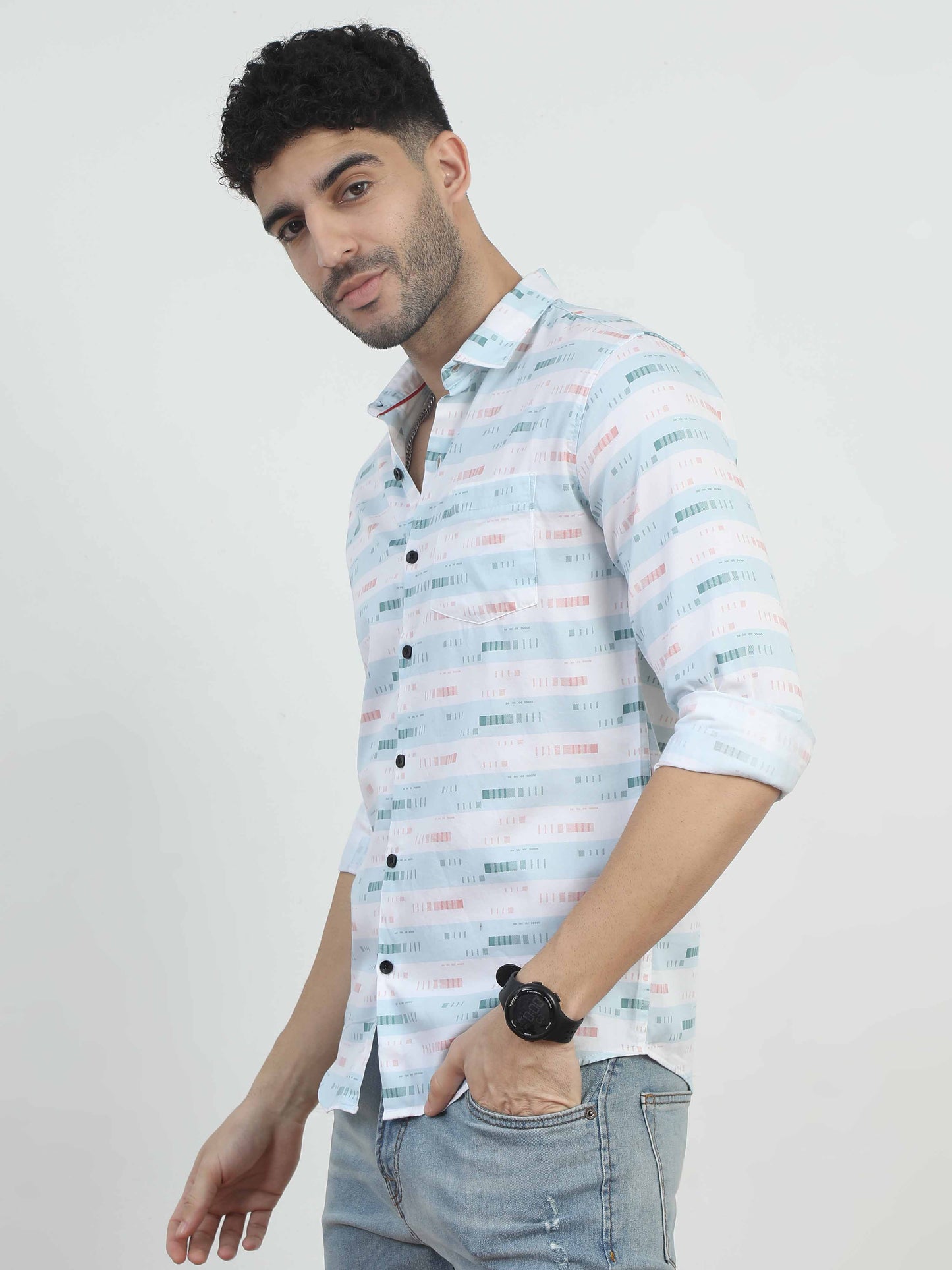 Light  Blue Striped Shirt for men