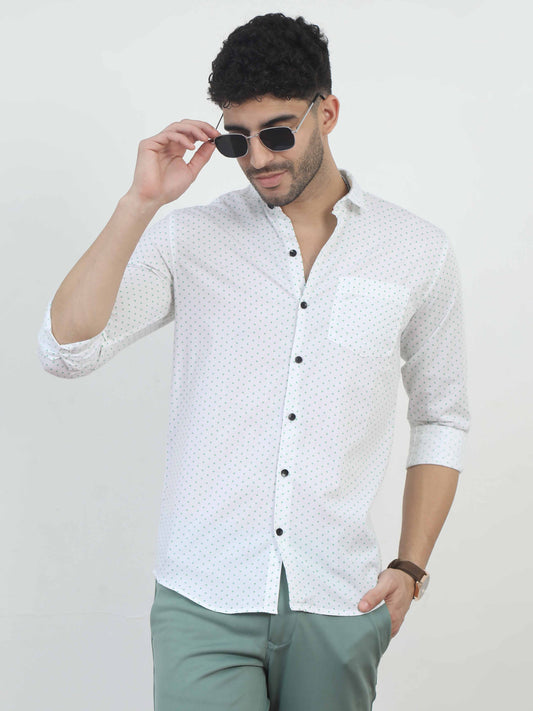 white dotted shirt for men