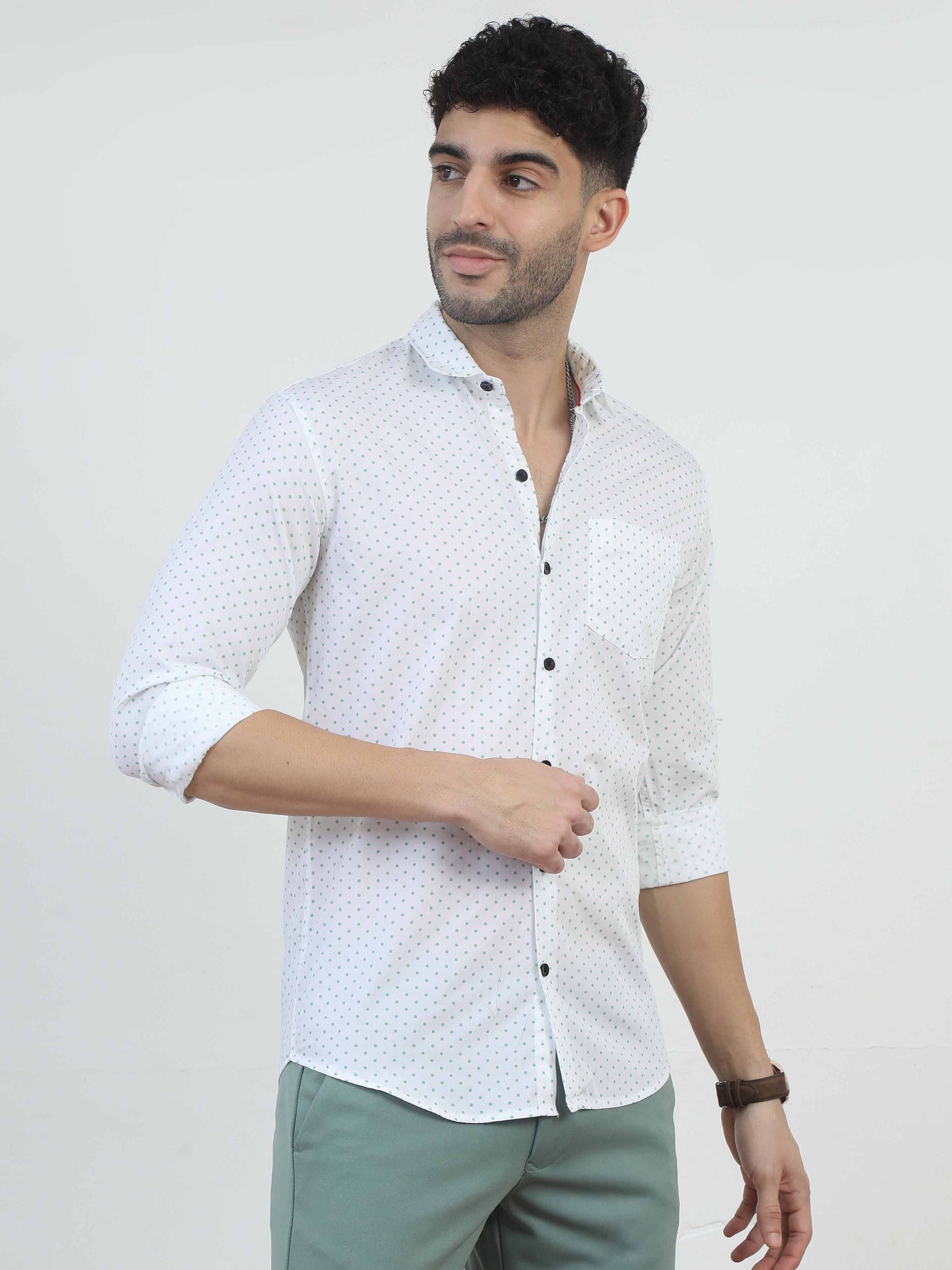 white dotted shirt for men