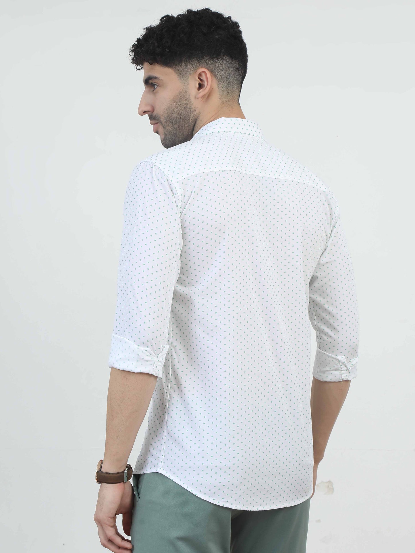 white dotted shirt for men