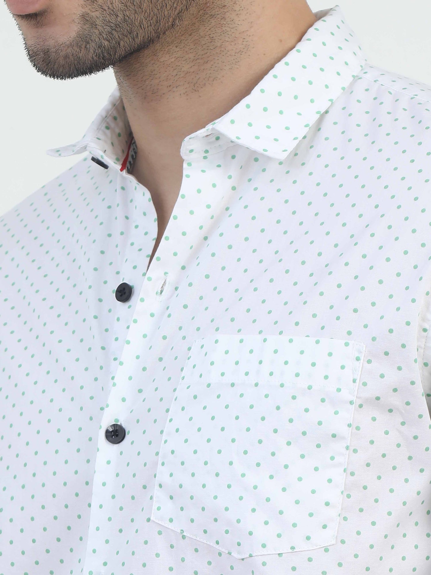 white dotted shirt for men