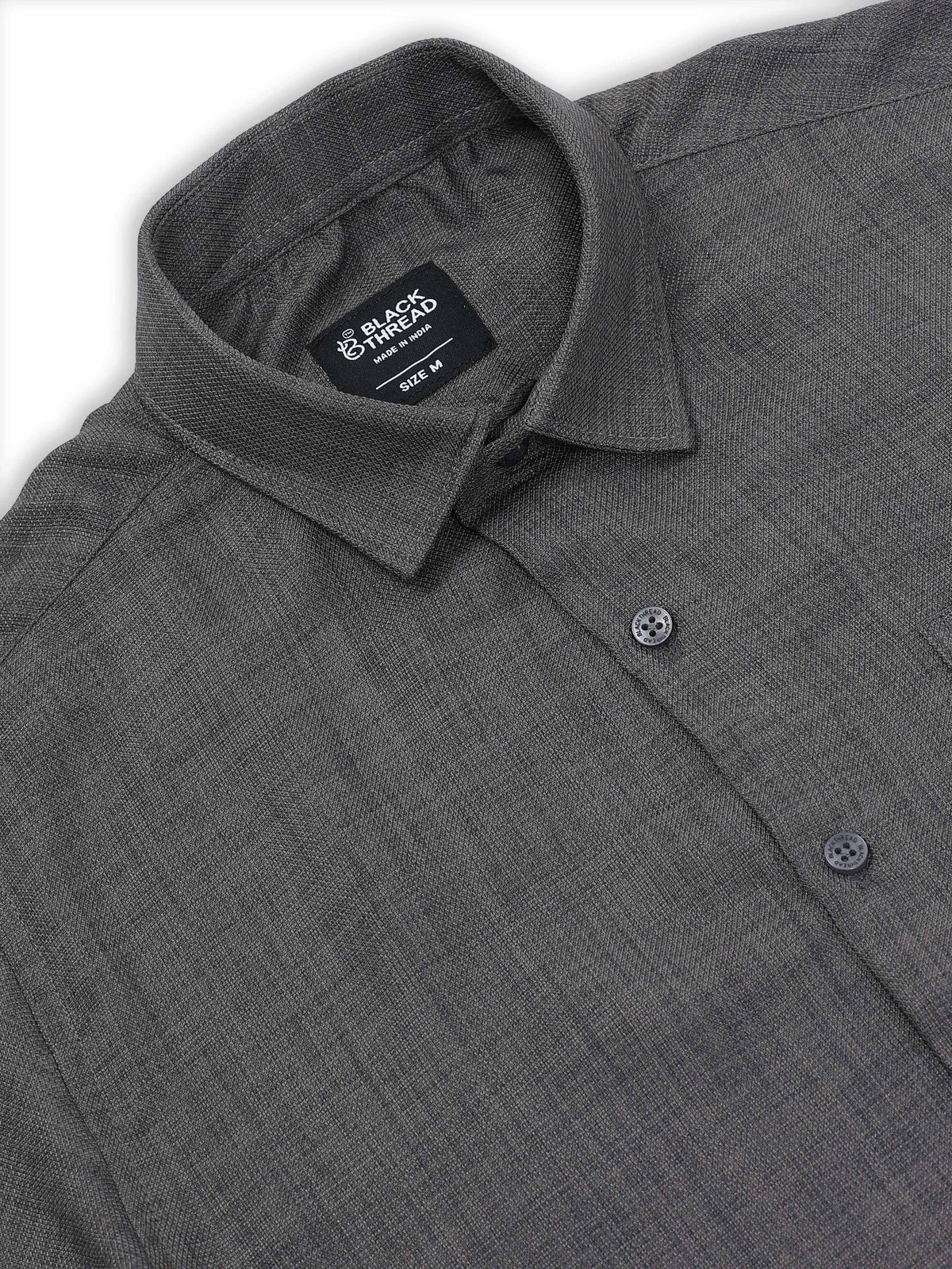 Men’s Charcoal Grey Pure Linen Shirt by Black Thread
