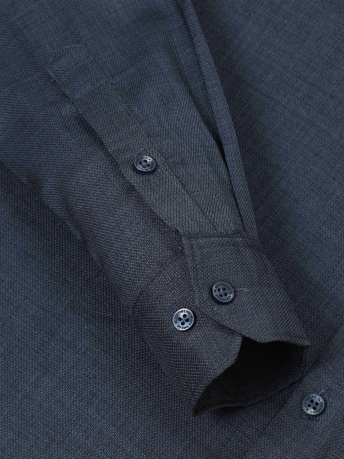 Men’s Navy Blue Pure Linen Shirt by Black Thread
