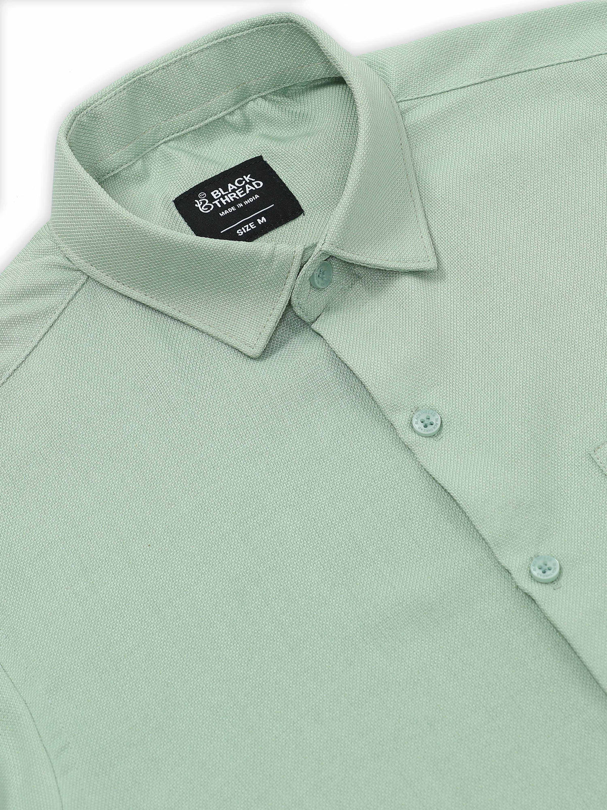 Men’s Light Green Pure Linen Shirt by Black Thread