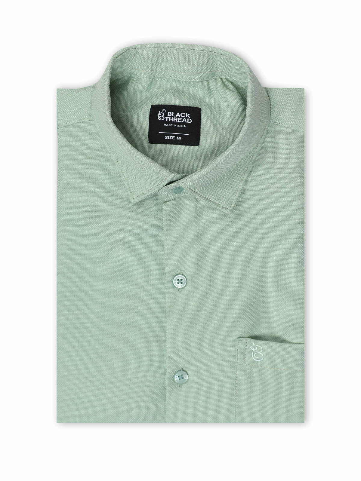 Men’s Light Green Pure Linen Shirt by Black Thread