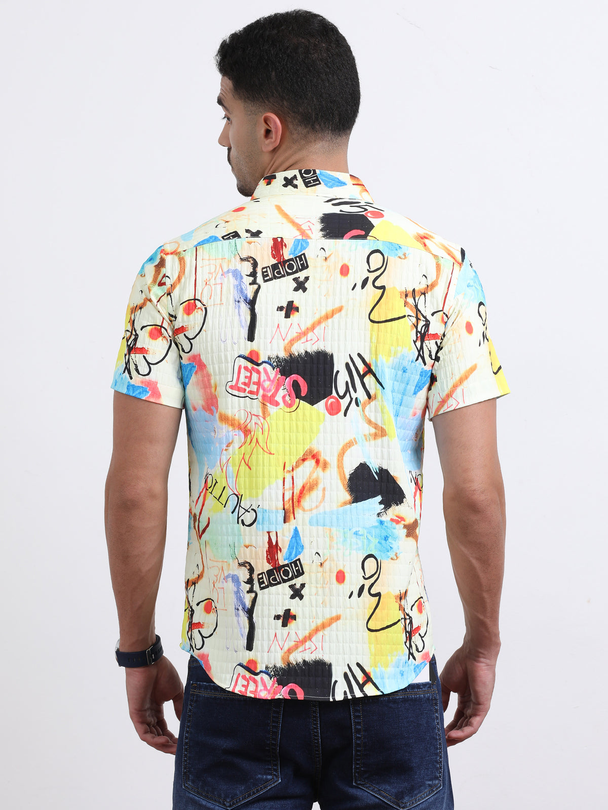 Multi Half Sleeve Poly Cotton Digital Print Shirts