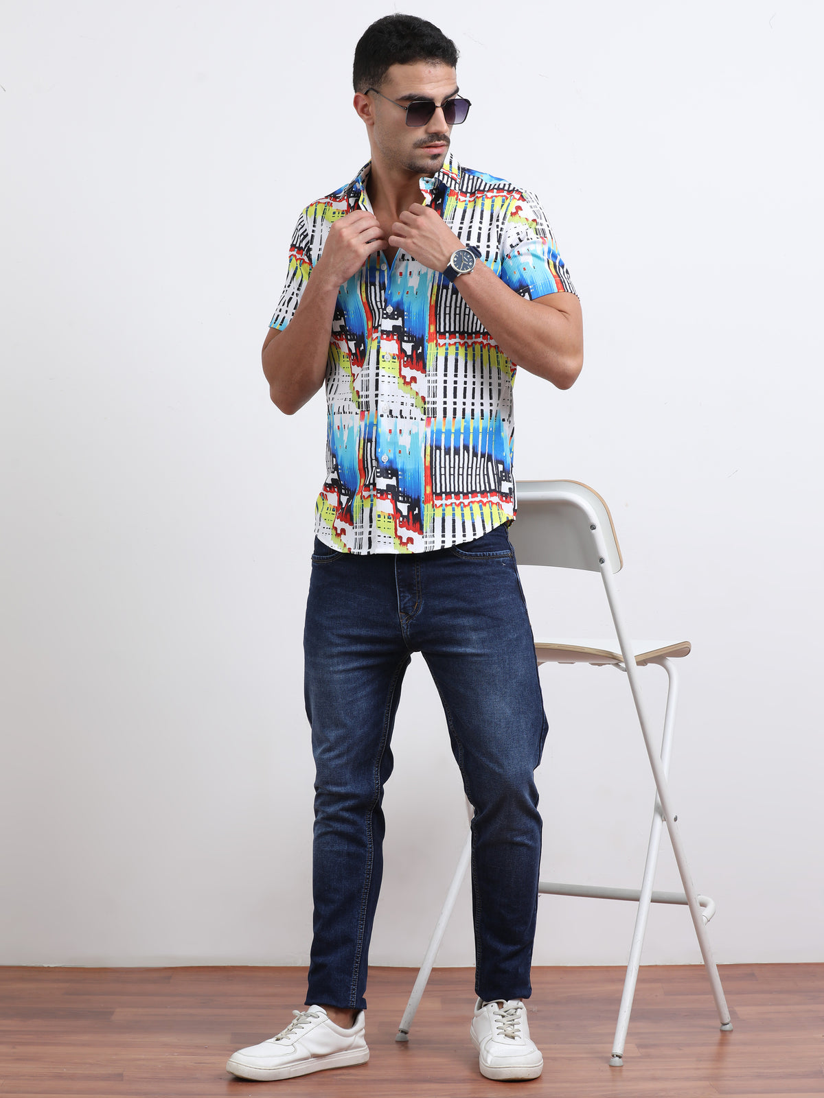 Multi Half Sleeve Poly Cotton Digital Print Shirts