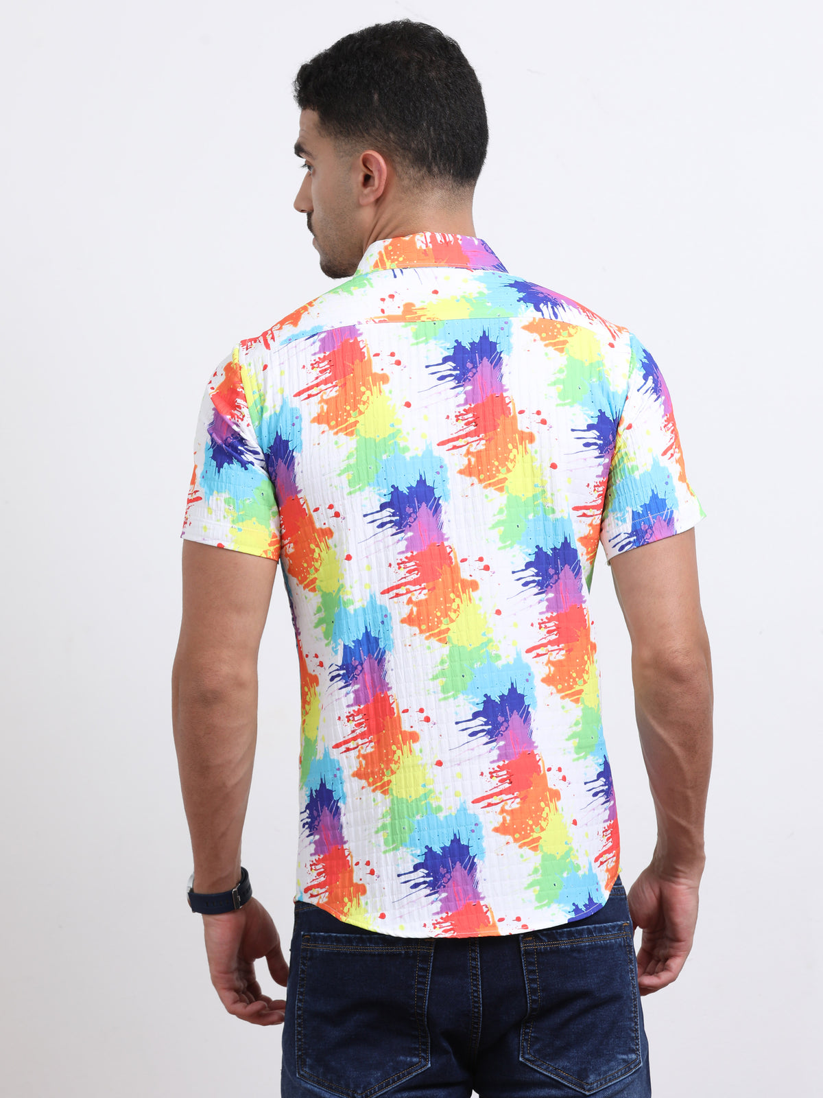 Multi Half Sleeve Poly Cotton Digital Print Shirts