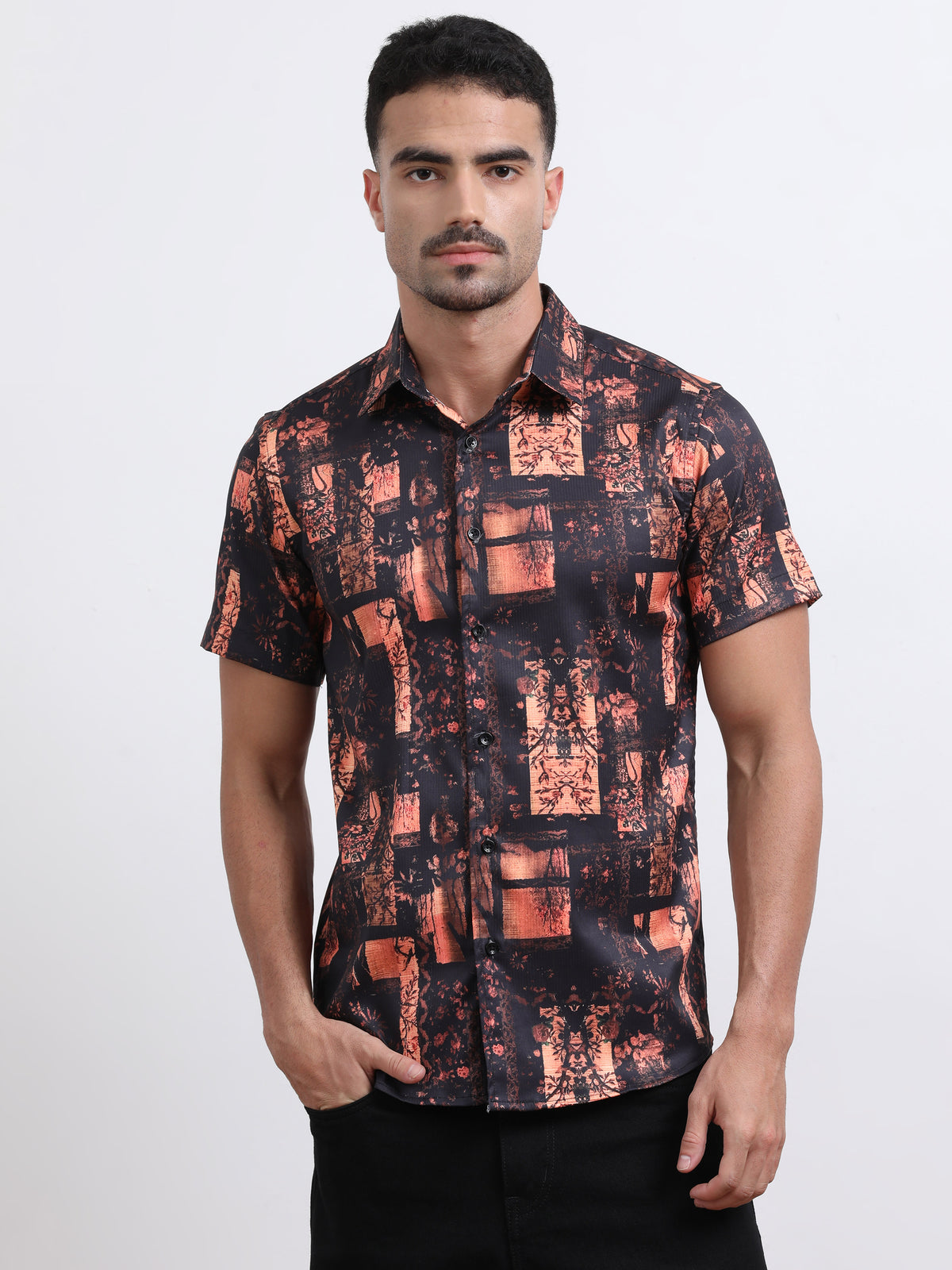 Multi Half Sleeve Poly Cotton Digital Print Shirts