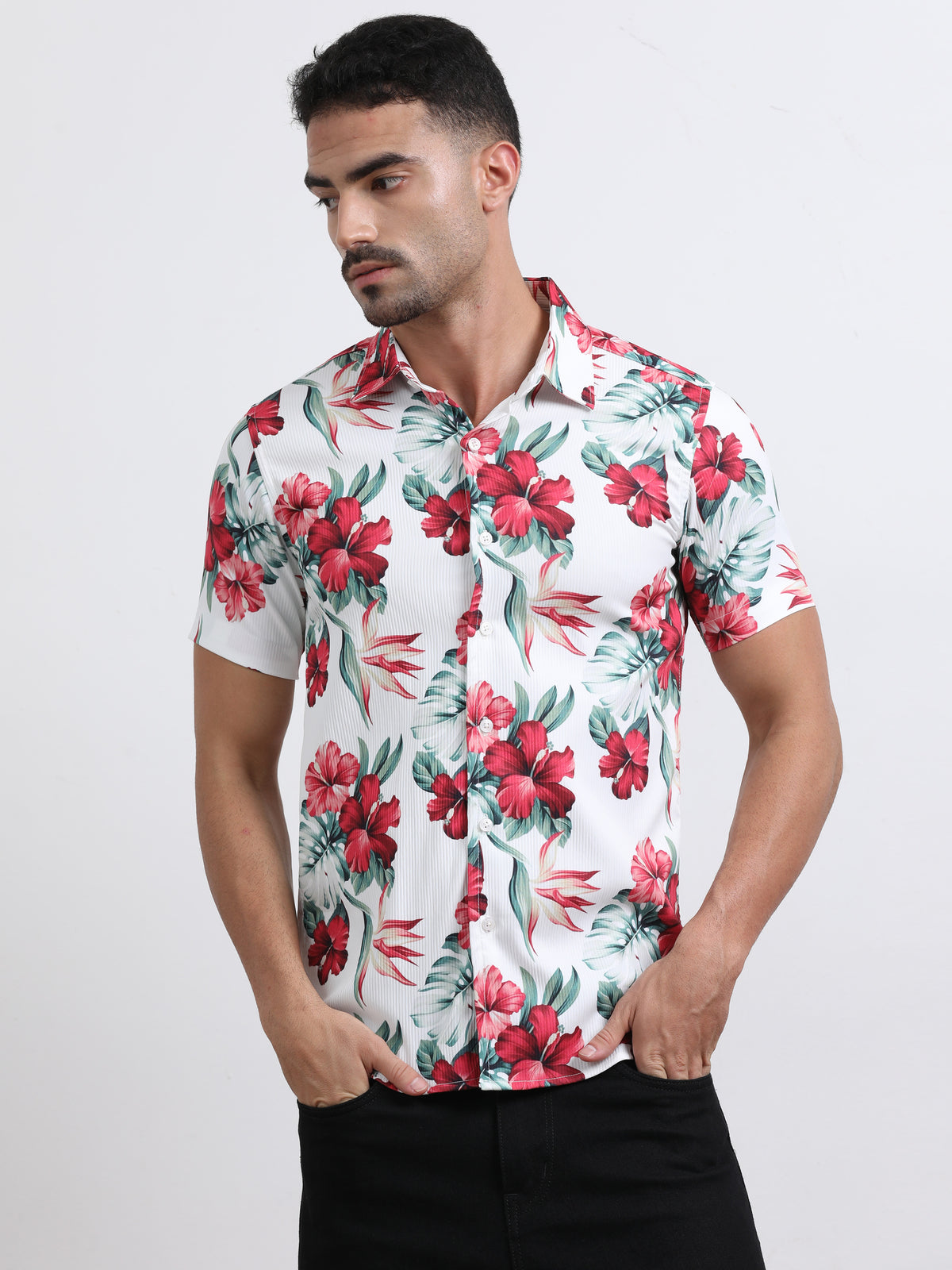 Multi Half Sleeve Poly Cotton Digital Print Shirts