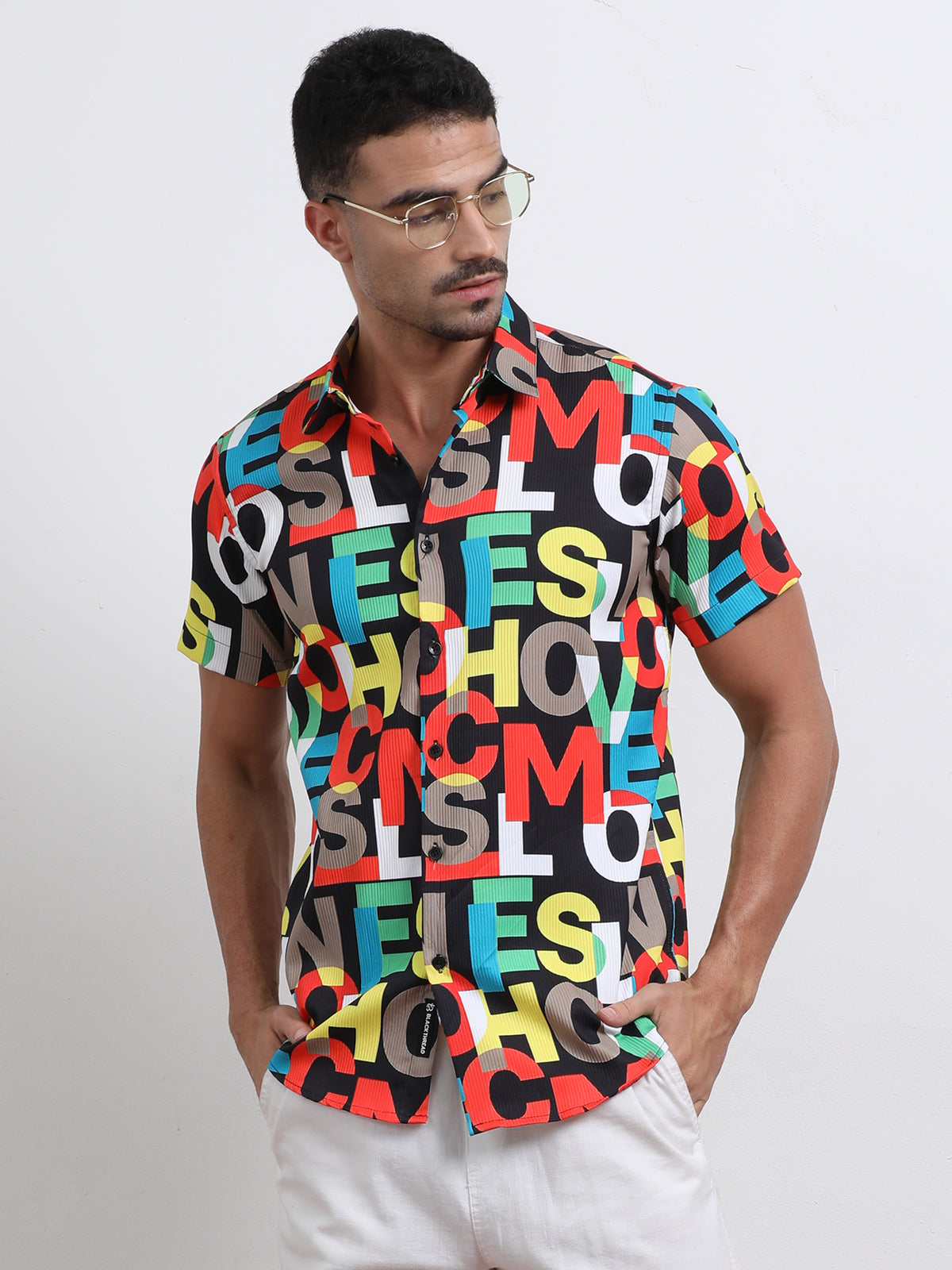 Multi Half Sleeve Poly Cotton Digital Print Shirts