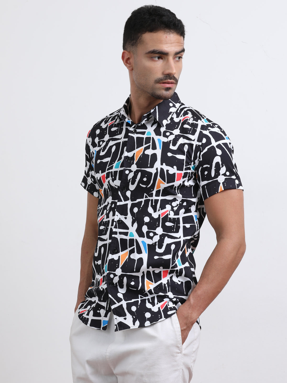 Multi Half Sleeve Poly Cotton Digital Print Shirts