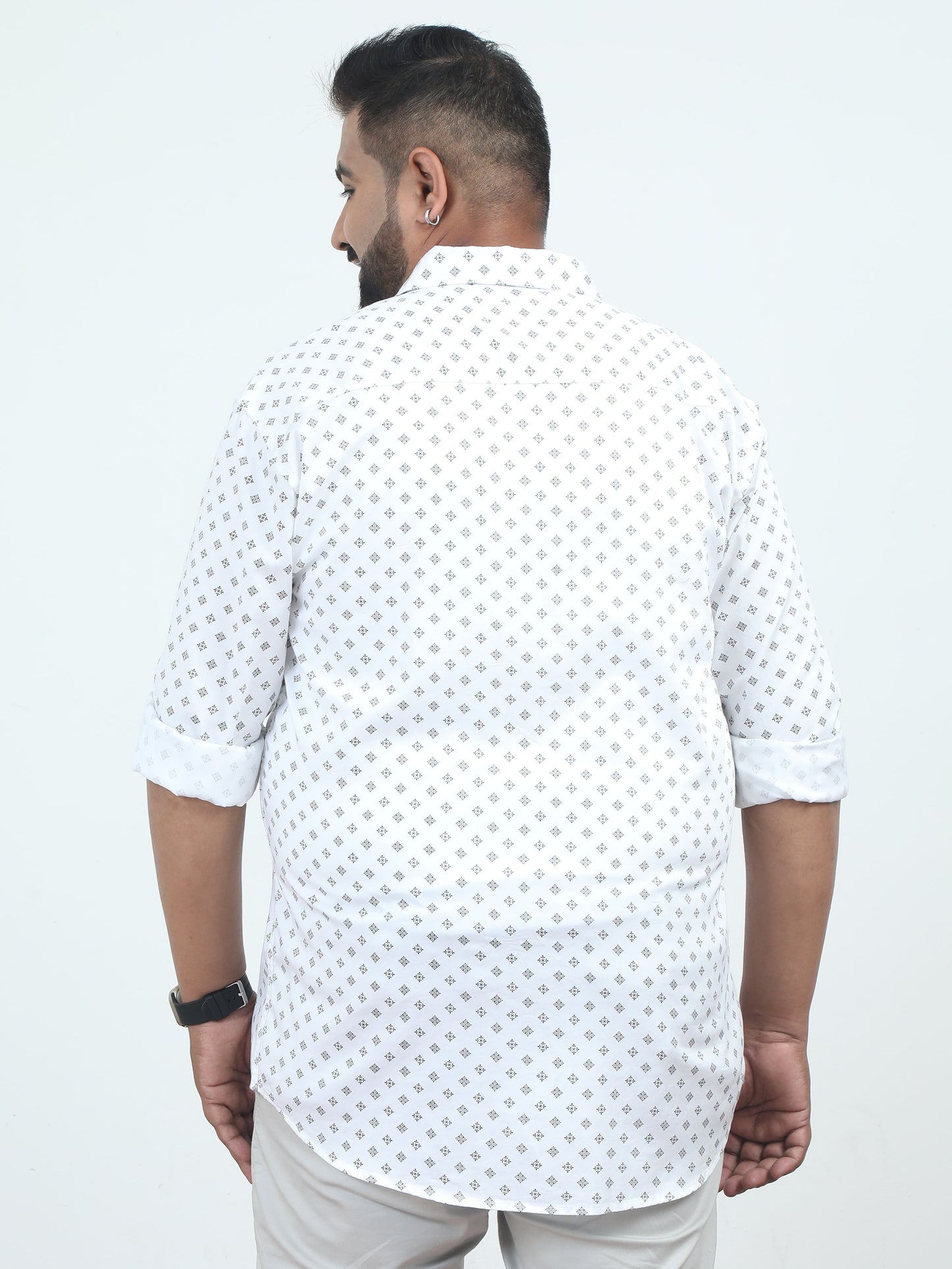 White Salt Printed Plus Size Shirt