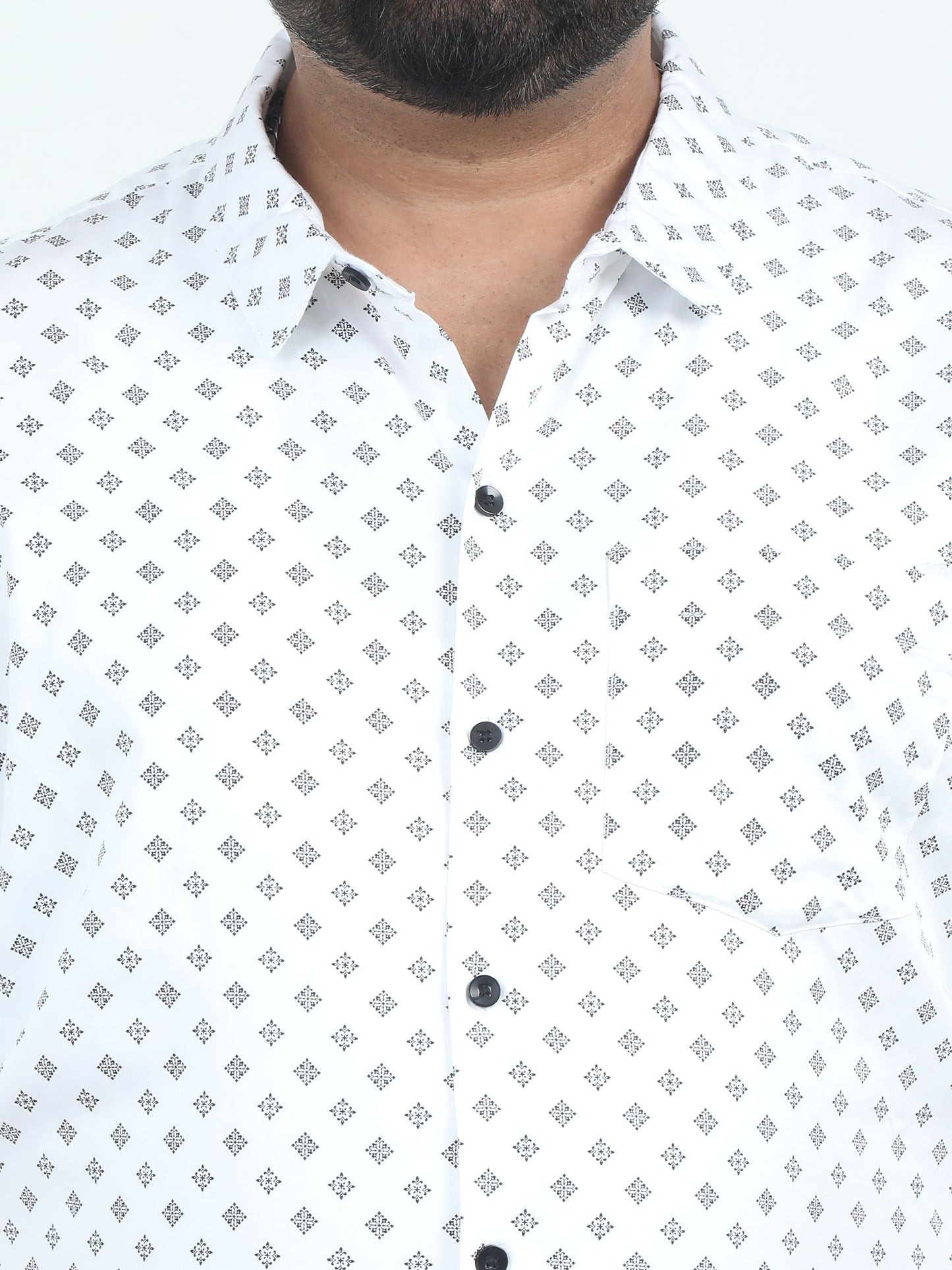 White Salt Printed Plus Size Shirt