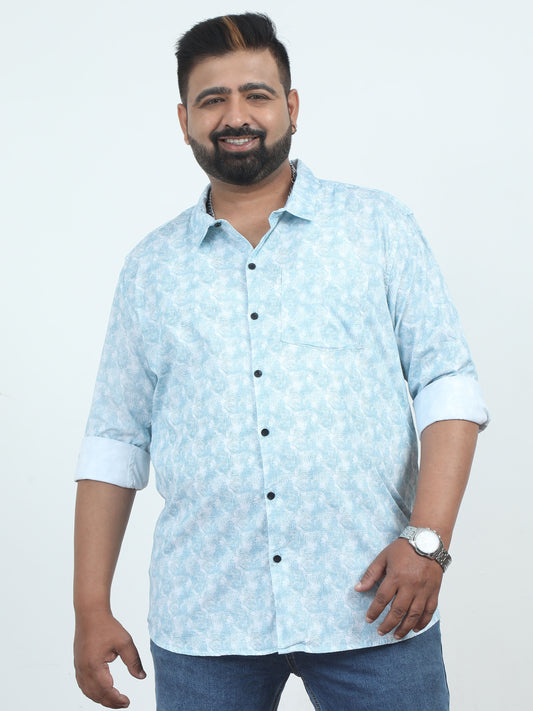 Sky Blue Printed Plus Size Shirt