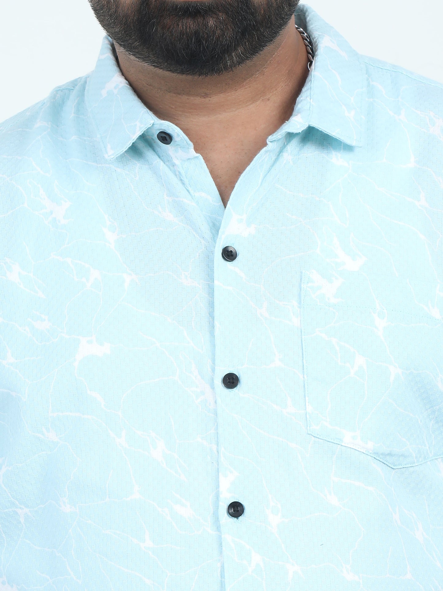 Light Sky Blue Printed Plus Size Shirt