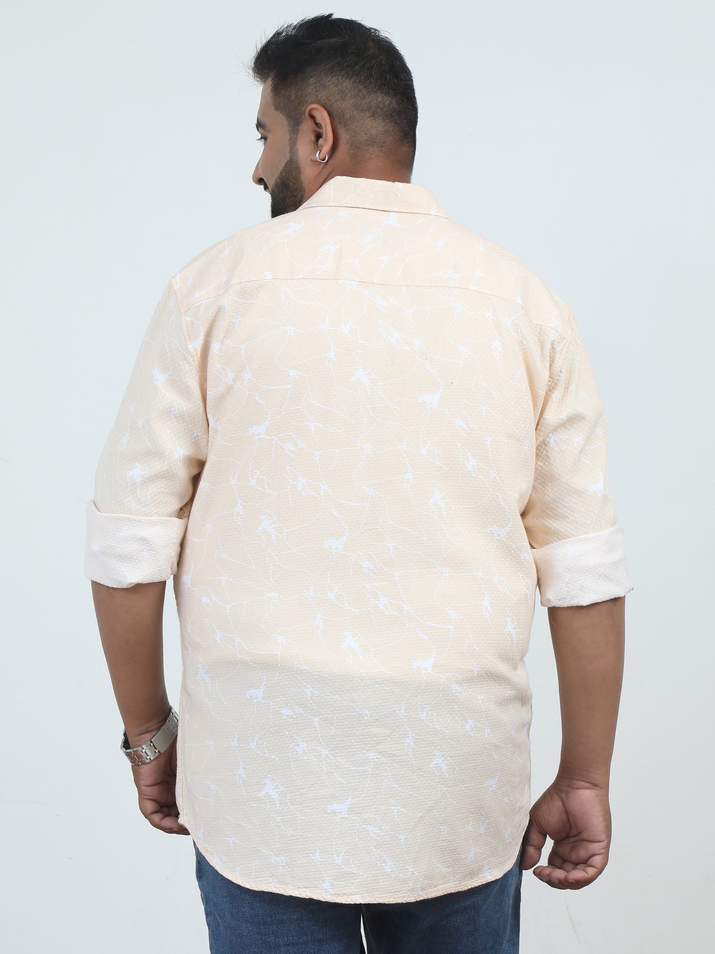 Cream Printed Plus Size Shirt