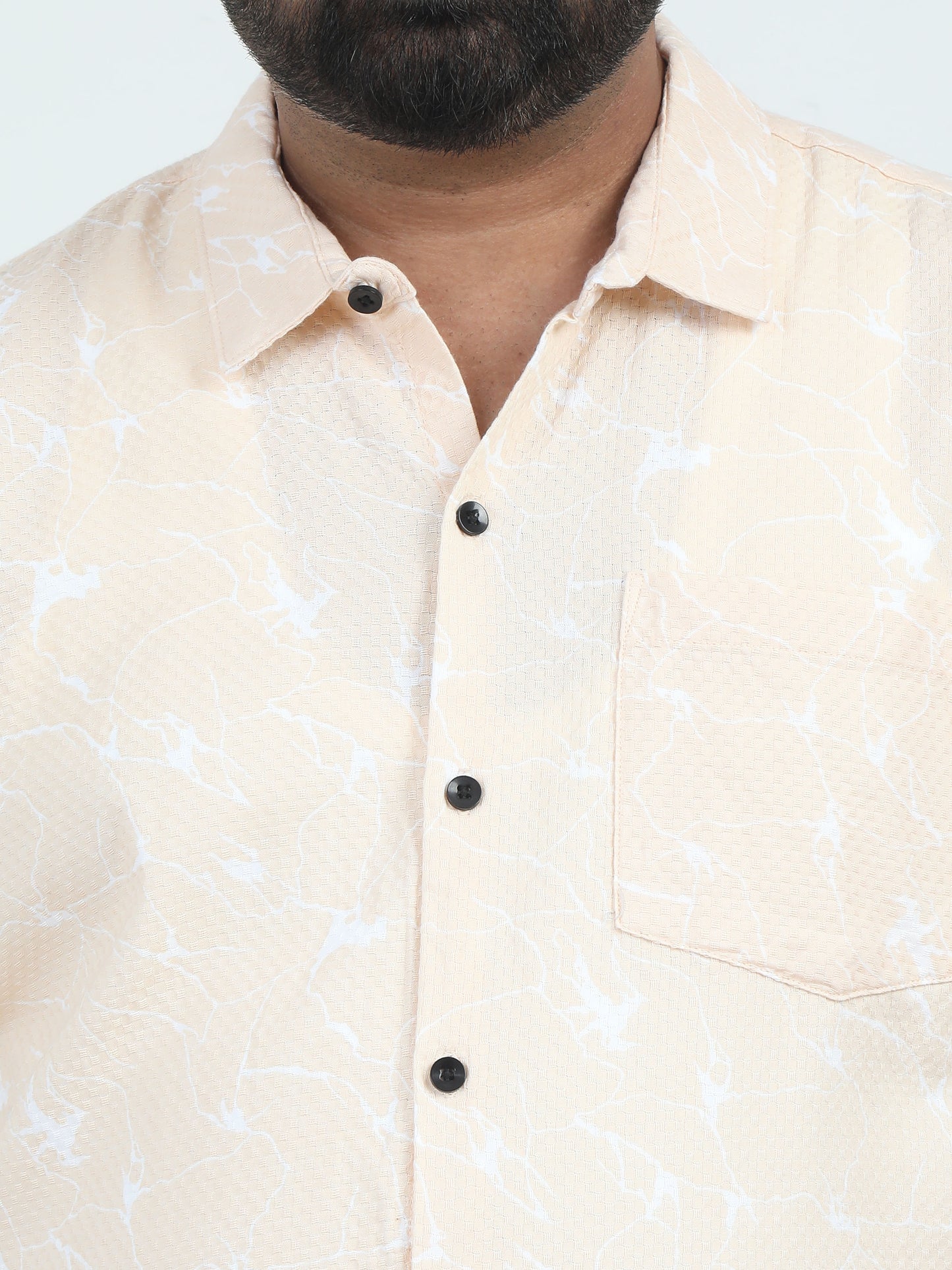 Cream Printed Plus Size Shirt