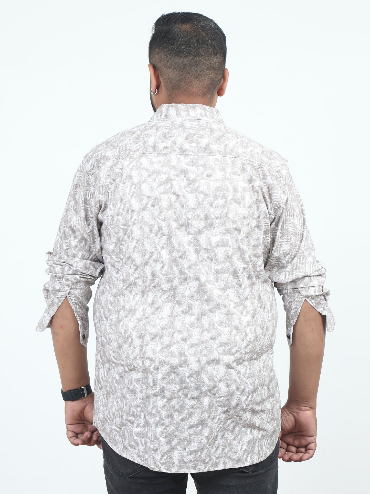 Dull Grey  Printed Plus Size Shirt