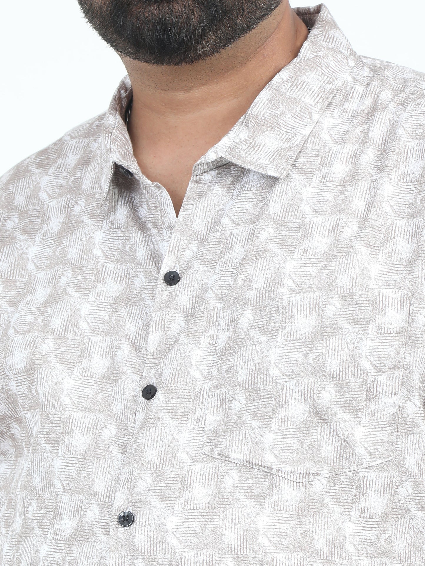 Dull Grey  Printed Plus Size Shirt