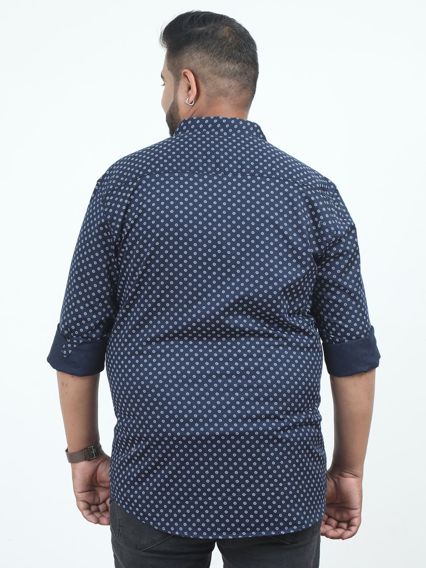 Navy Printed Plus Size Shirt