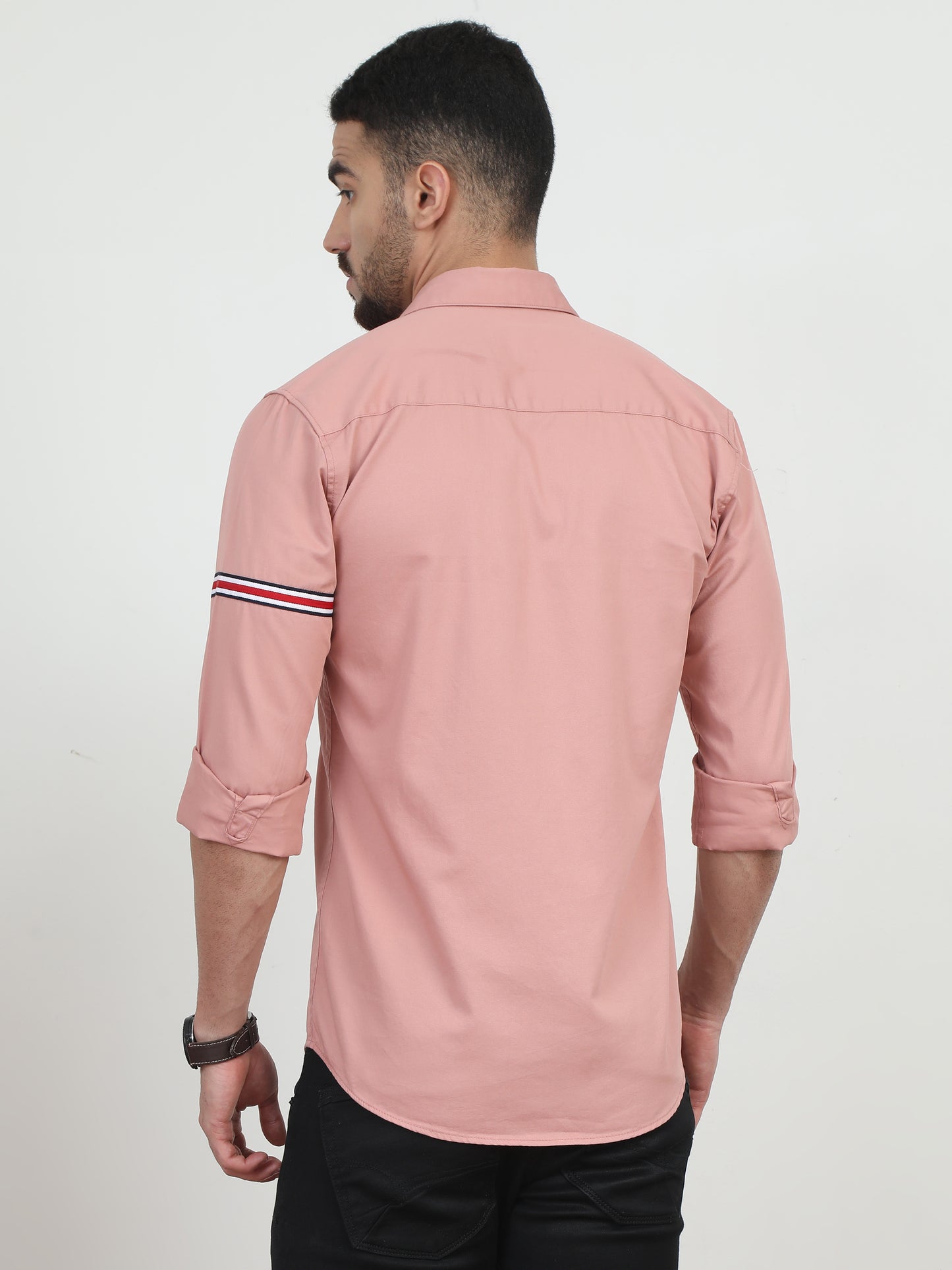  Double Pocket Solid Peach Shirt​ For Men