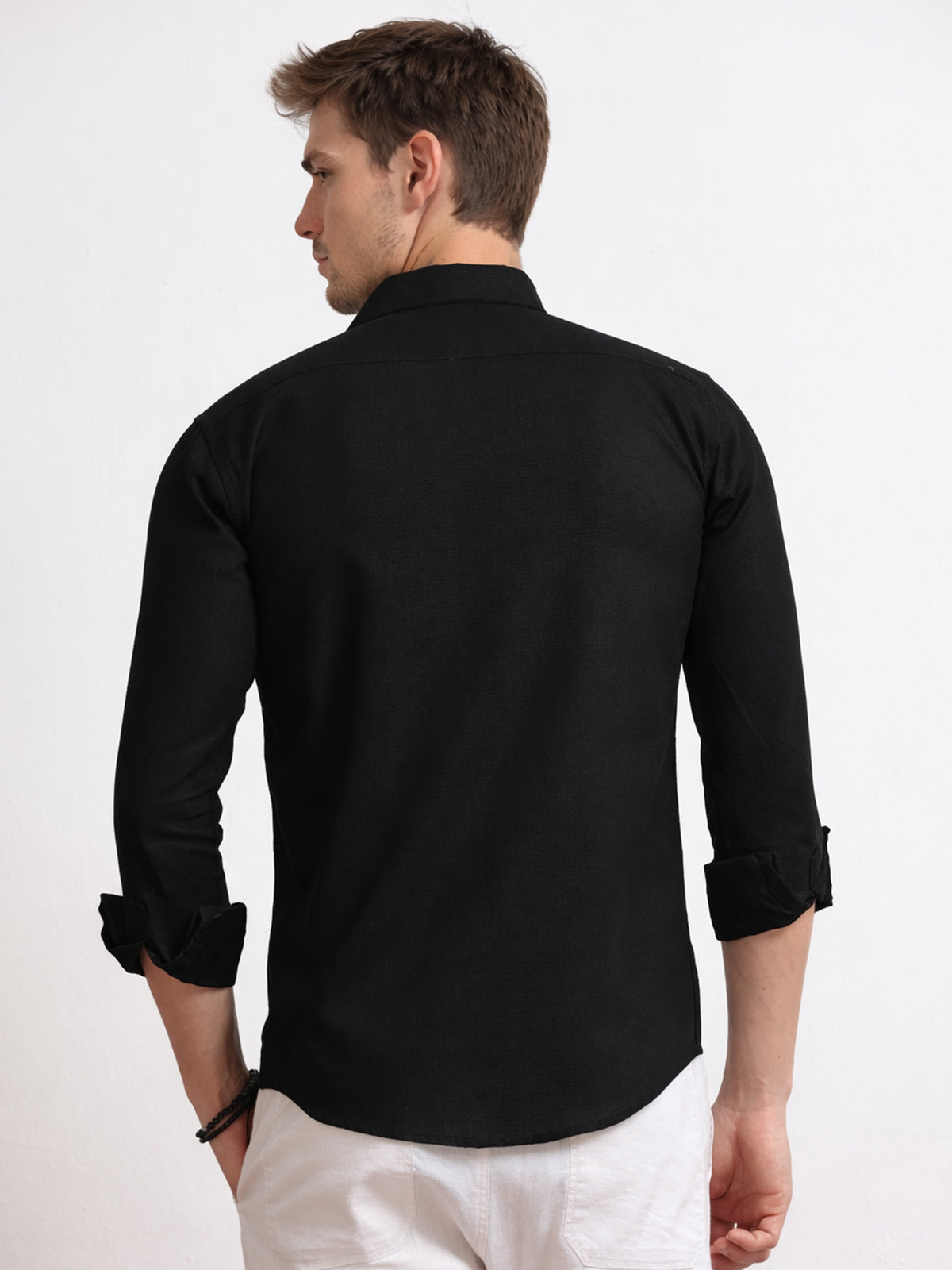 Men's Linen Black Whiskey Glass Embroidery