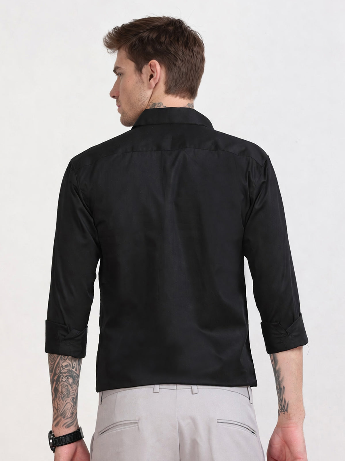 Men's Black Gold Stripe Stone Work