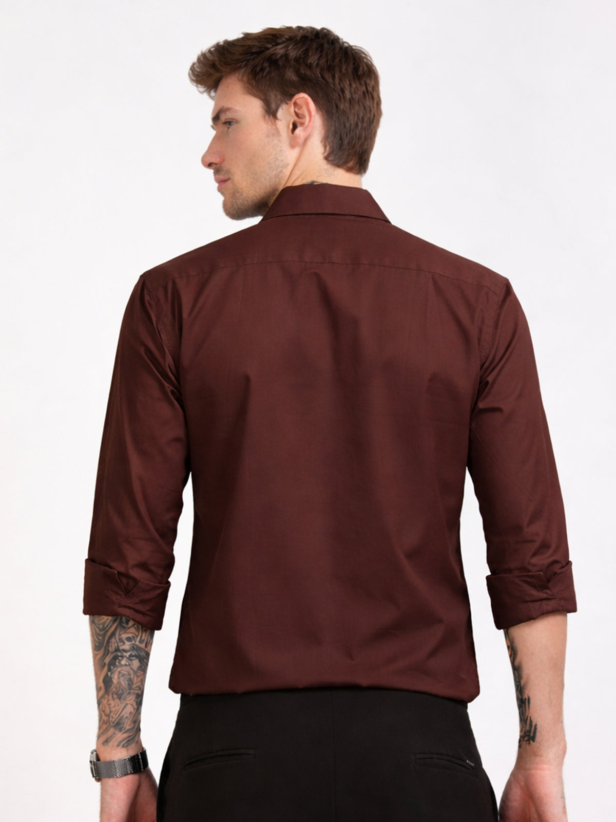 Men's Wine Red Rainfall Stone Work