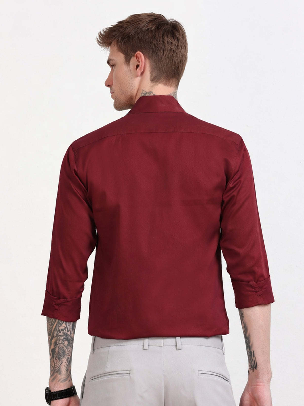 Men's Maroon Shield Stone Work