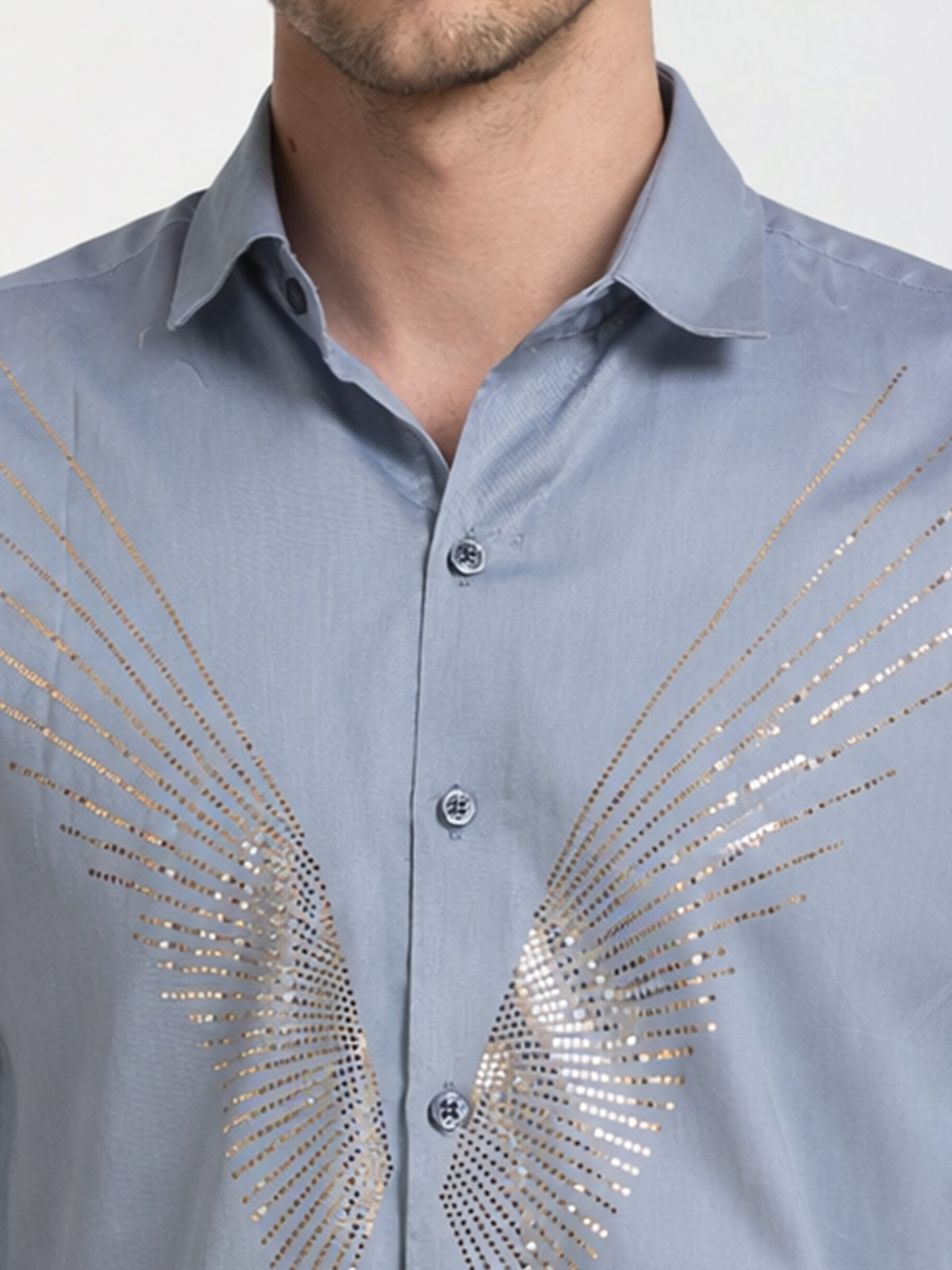 Men's Steel Blue Angel Wing Stone Work