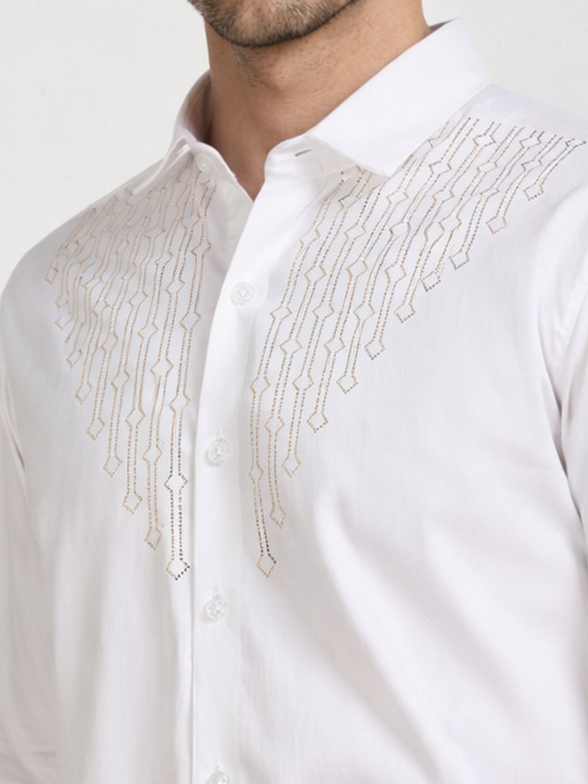 Men's White Stone Work
